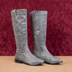 Steve Madden Women Ryson Grey Leather Tall Riding Equestrian Knee Boots sz 7.5